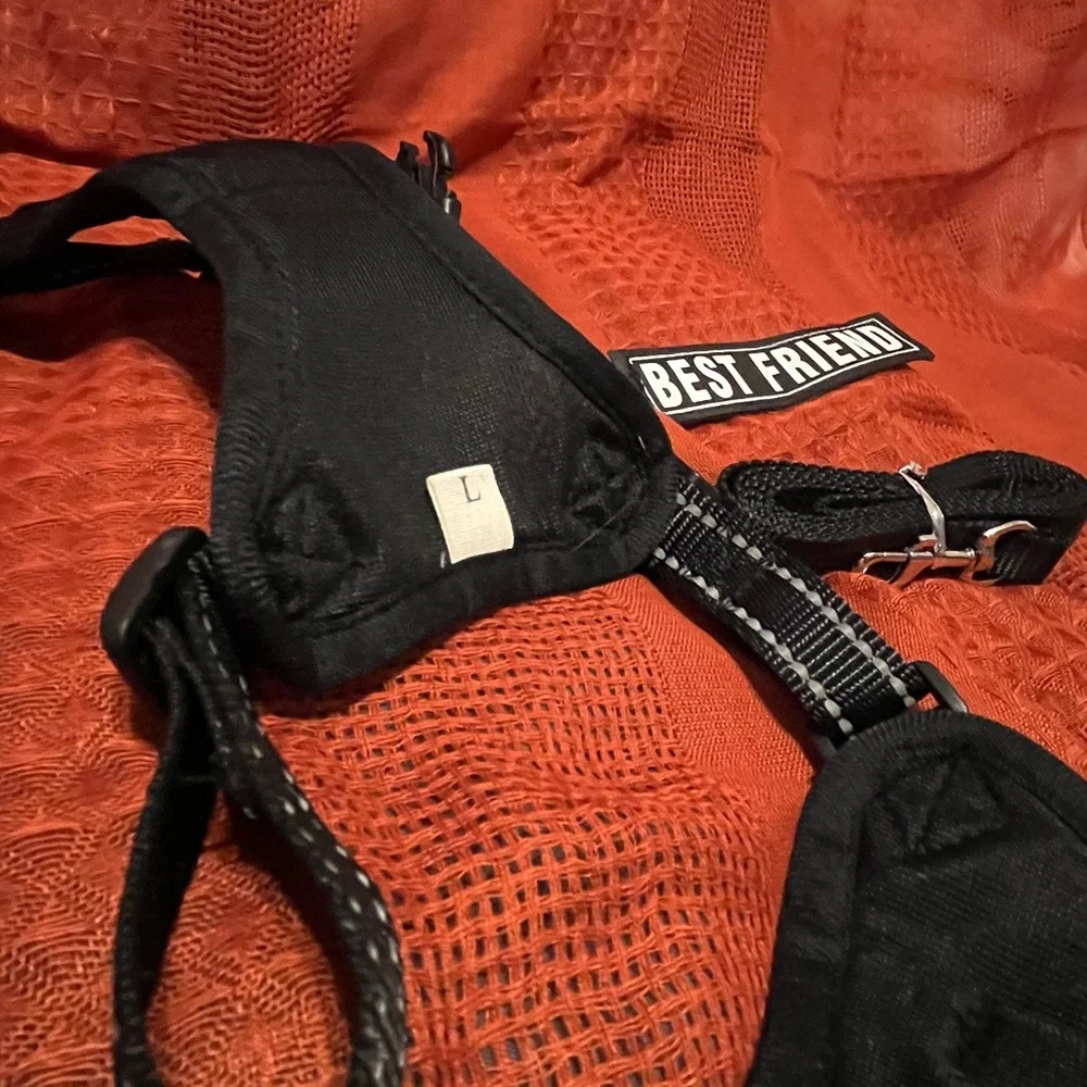 Black Dog or Cat Harness with removable Best Friend Patches